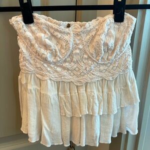 Free People - S White Flowy Thin Tube Top